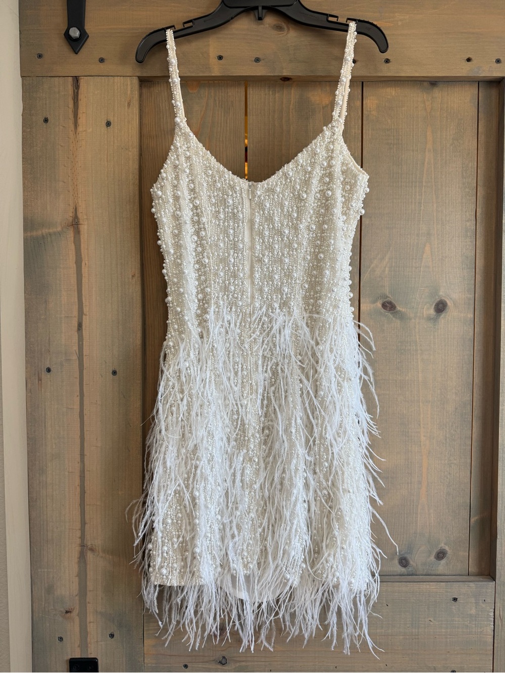 NADINE MERABI Carrie Feather & Bead Minidress